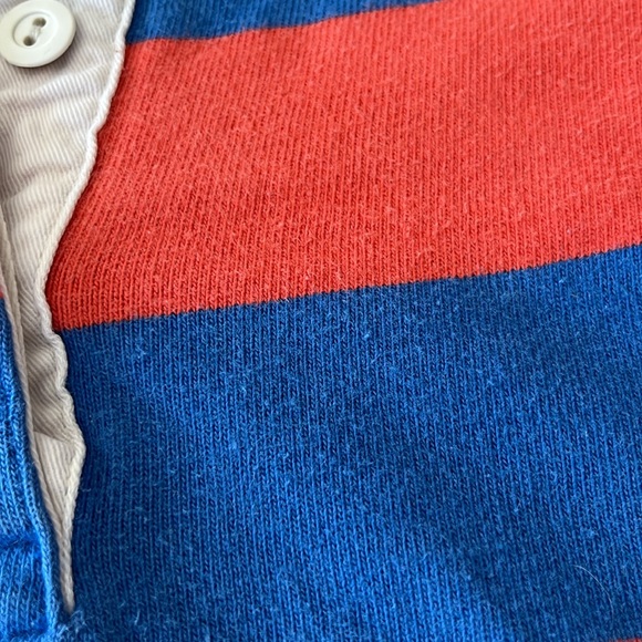 Lands’ End Canvas Rugby Stripe Shirt in Orange and Blue - Picture 6 of 6